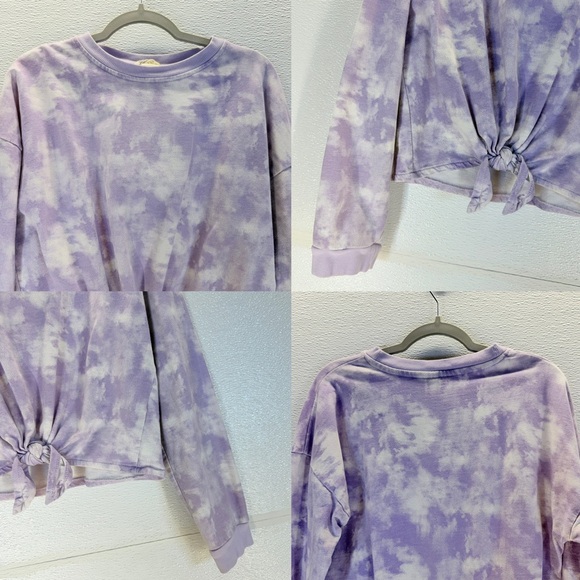 H&M Girls Purple Tie Dye Knot Front Sweatshirt US 14 Youth Cropped - Picture 14 of 15